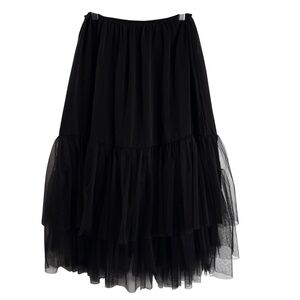 BODIL X-SMALL BLACK TIERS MIDI SHEER TULLE SKIRT NWT $160